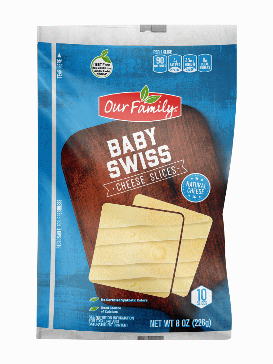 Our Family  natural baby swiss aged sliced cheese, 10-slices Full-Size Picture